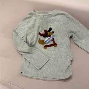 Artistic Dog Embroidery Long Sleeve Knit Top